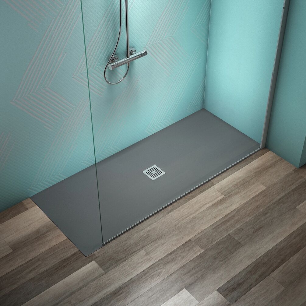 Lifestyle image of Ideal Standard Ultraflat S+ Concrete Grey 1700 x 700mm Stone Resin Shower Tray